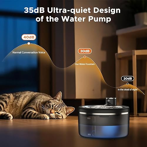 Miniatura 7 de Fuente de agua para gatos, fuente de agua inalámbrica para mascotas, dispensador de agua automático inteligente recargable para gatos y perros,