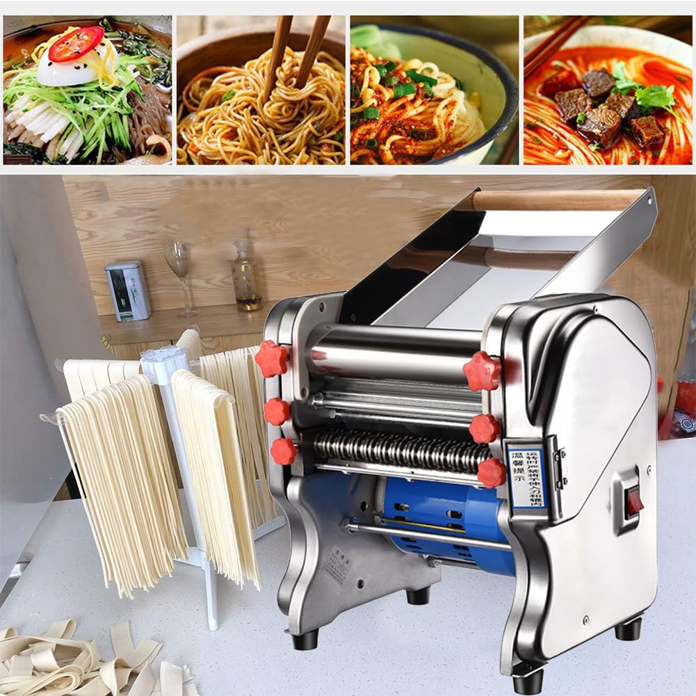 Macchina per Pasta Elettrica Commerciale,Rullo Pressa Pasta in Acciaio Inox,Macchina per Pasta Automatica da 550 W/750 W per Uso Domestico/Commerciale (Lama da 3 Mm/9 Mm) Doughwidth20cm