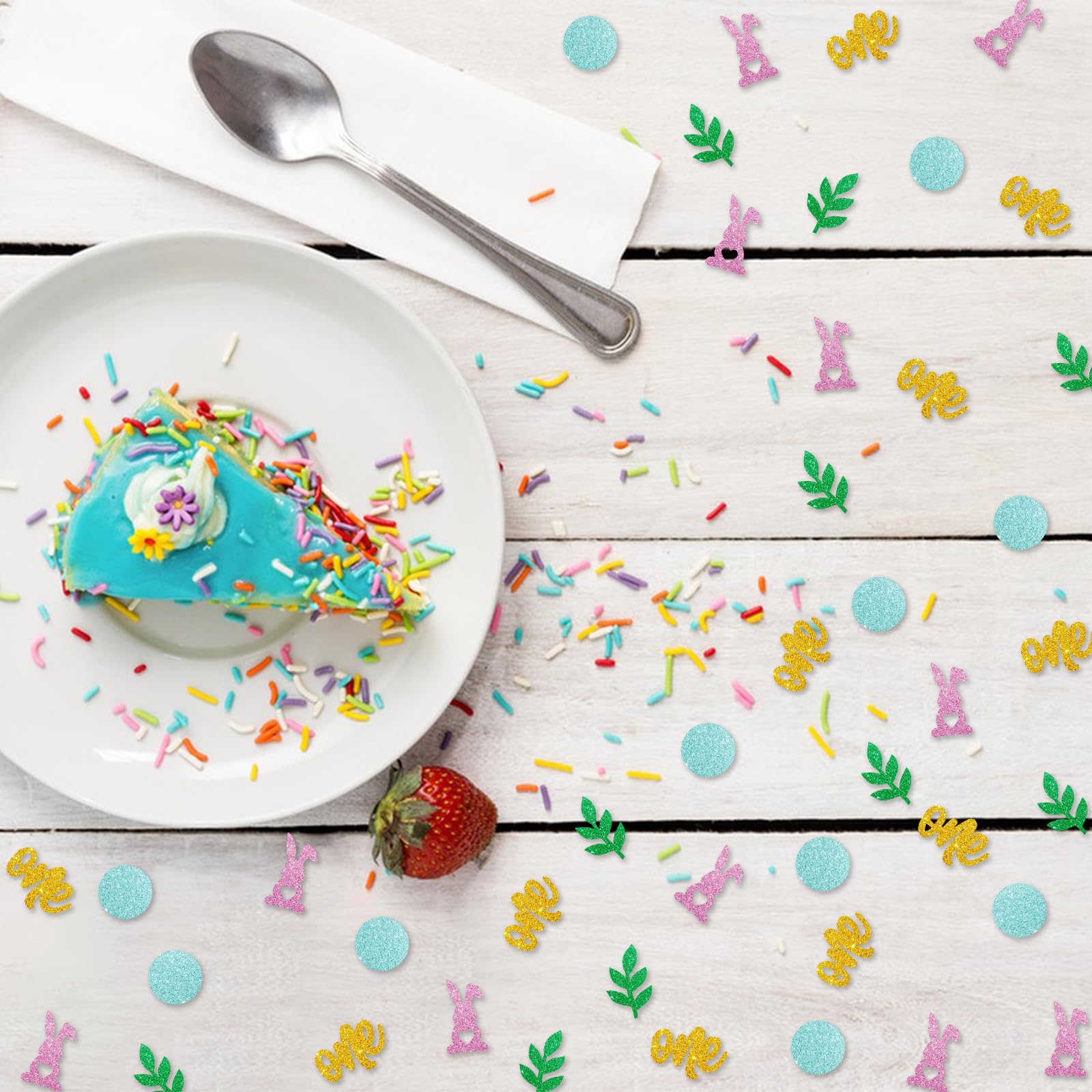120 szt. zajączek wielkanocny One Confetti, Some Bunny Is One Confetti, różowy brokatowy królik króliczek baby shower stół rozproszony, motyw wielkanocny dekoracja na 1. urodziny