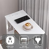 Vista 7 de TUTOTAK Small Narrow End Table with Charging Station, Side Table with Outlets, Nightstand with 2 Cloth Drawers, Couch Table, for Living Room