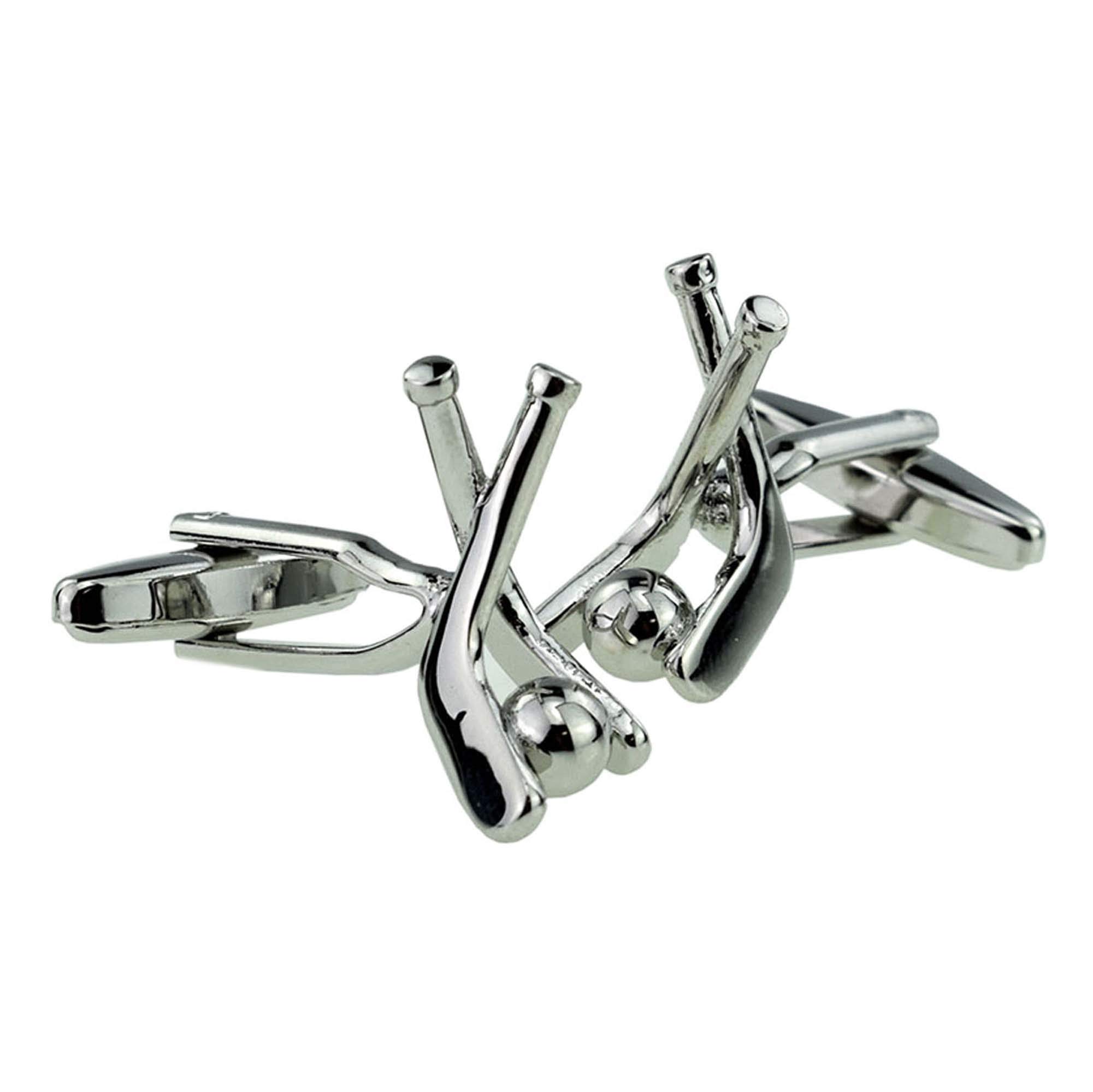 Gtr Rhodium Hockey Sticks & Ball Cufflinks Presented In A Cufflink Box