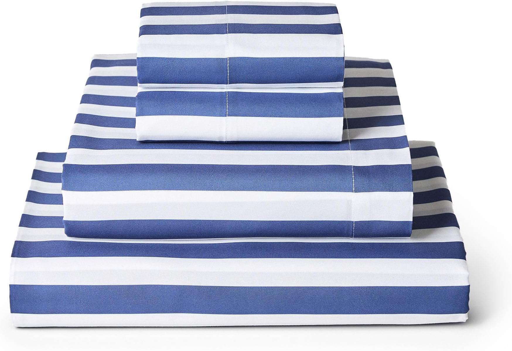 - California King Sheets Set - 4 PC Iconic Collection Bedding - Hotel Luxury, Soft, Cooling Bed Sheets - Wrinkle, Fade, Stain Resistant (Cal King, Oxford Stripe Blue Nova)