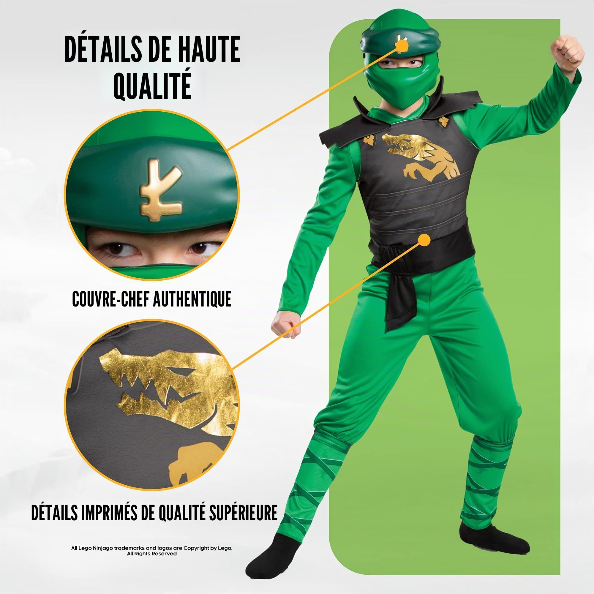 Disguise Ninjago Officiel - Deguisement Enfant Ninjago, Déguisement Vert Ninja, Halloween Ninja Disguise Ninjago Officiel - Deguisement Enfant Ninjago, Déguisement Vert Ninja, Halloween Ninja