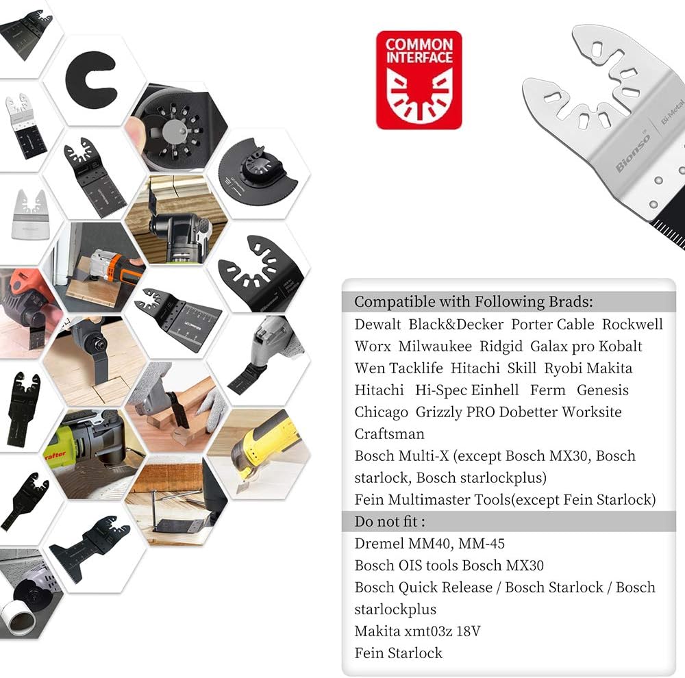 Buу 2 gеt 3 Bionso 31 PCS Oscillating Saw Blades, Premium Multitool Blades Kit for Wood Metal Plastics, Oscillating Tool Blades Fit Dewalt Worx Rockwell Wen Milwaukee Makita Ryobi Bosch Fein Porter Genesis Black