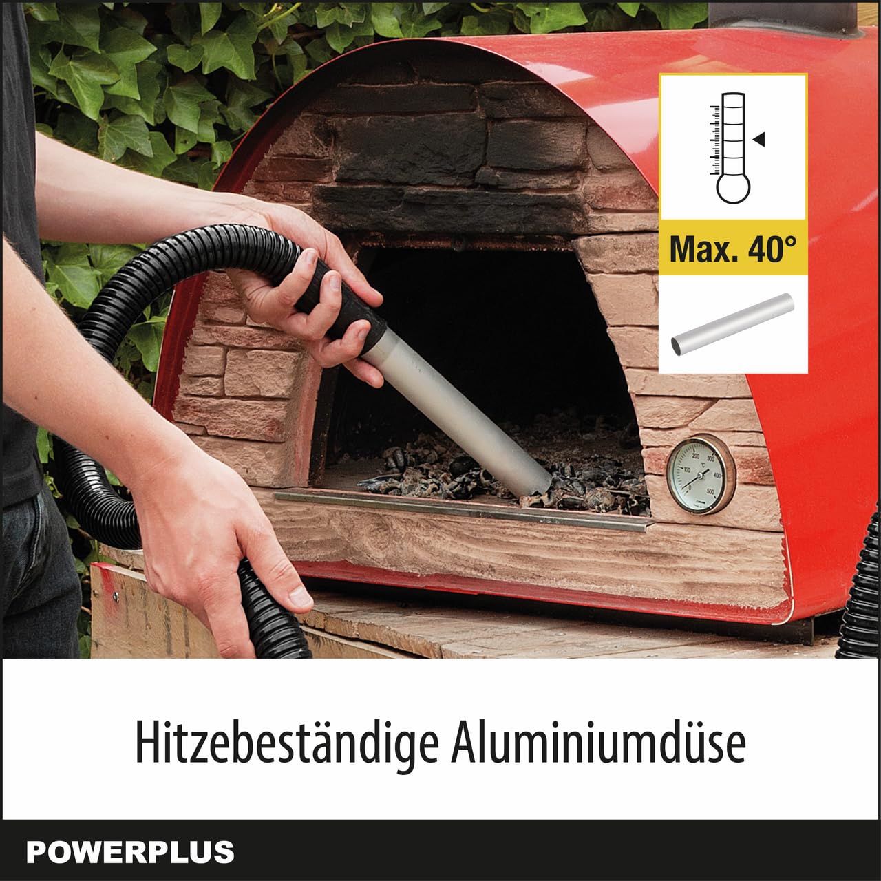 POWER plus Staubsauger POWX3018 Aschesauger für Kamin - 1800W - 20L Auffangbehälter - 2m Kabel - Inkl. Blasfunktion und austauschbarem Filter - Geeignet für Kamin, Werkstatt, Grill und Ofen