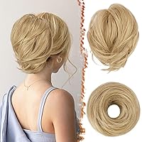 Vista 28 de BARSDAR Extensiones de moño de cabello lacio, extensiones de moño de cola de caballo negro corto para mujer, extensiones de cabello sintético