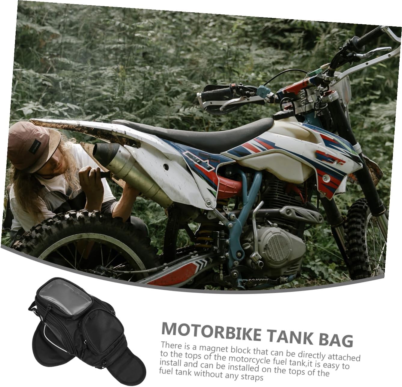 Veemoon Magnetic Waterproof Motorcycle Tank Bag, Motorcycle Pouch Tool Storage, Motorbike Navigation Bag for Outdoor Riding