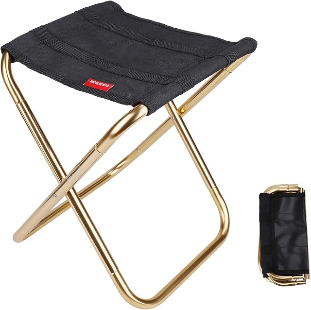 MengH-SHOP Portable Folding Stool Outdoor Foldable Lightweight Aluminum Stools with Storage Bag for Fishing Picnic Camping BBQ Travel Black 24.5 * 22.5 * 27cm