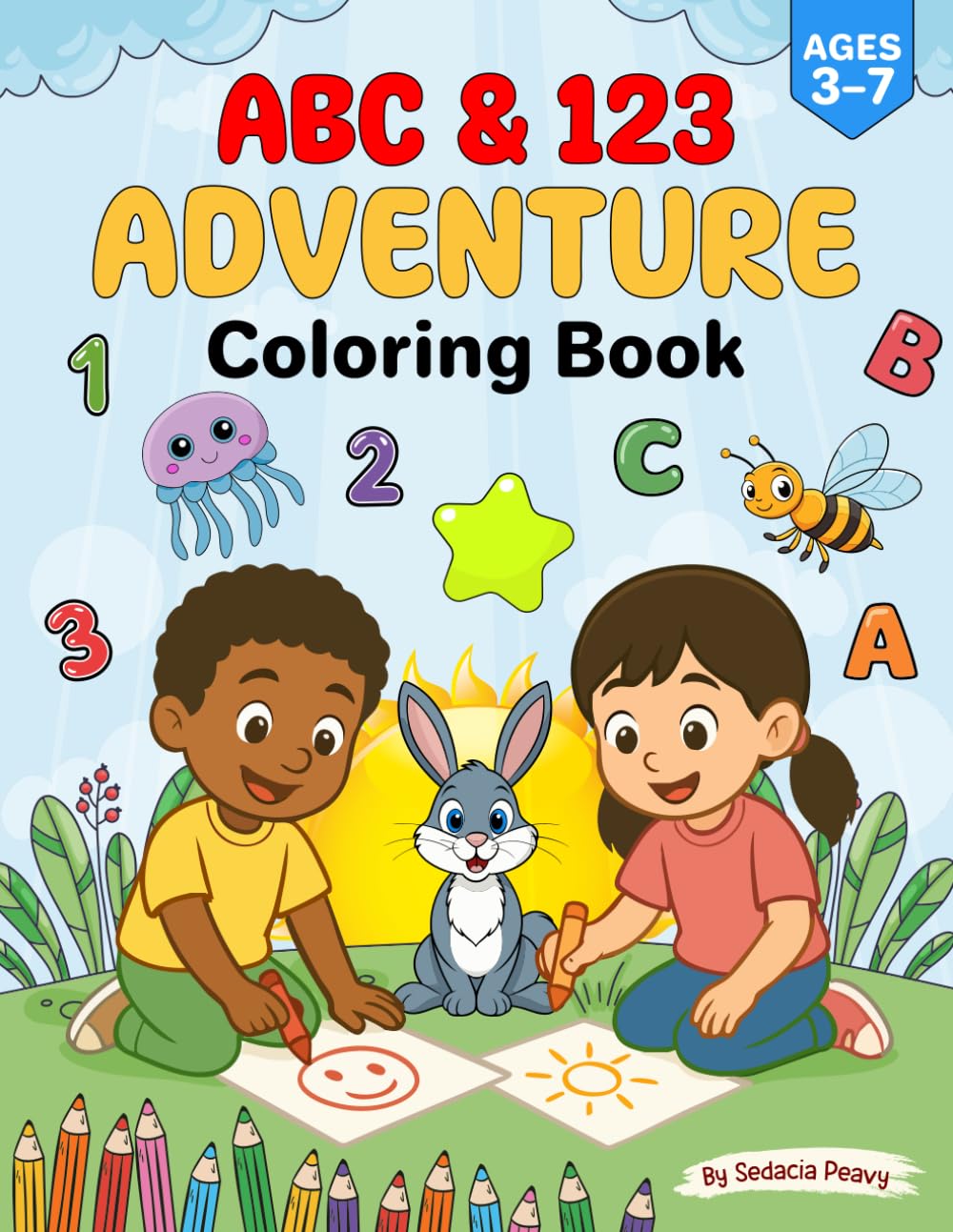 ABC & 123 Adventure! Coloring Book: A Fun School Learning Coloring Book for Kids Ages 3–7