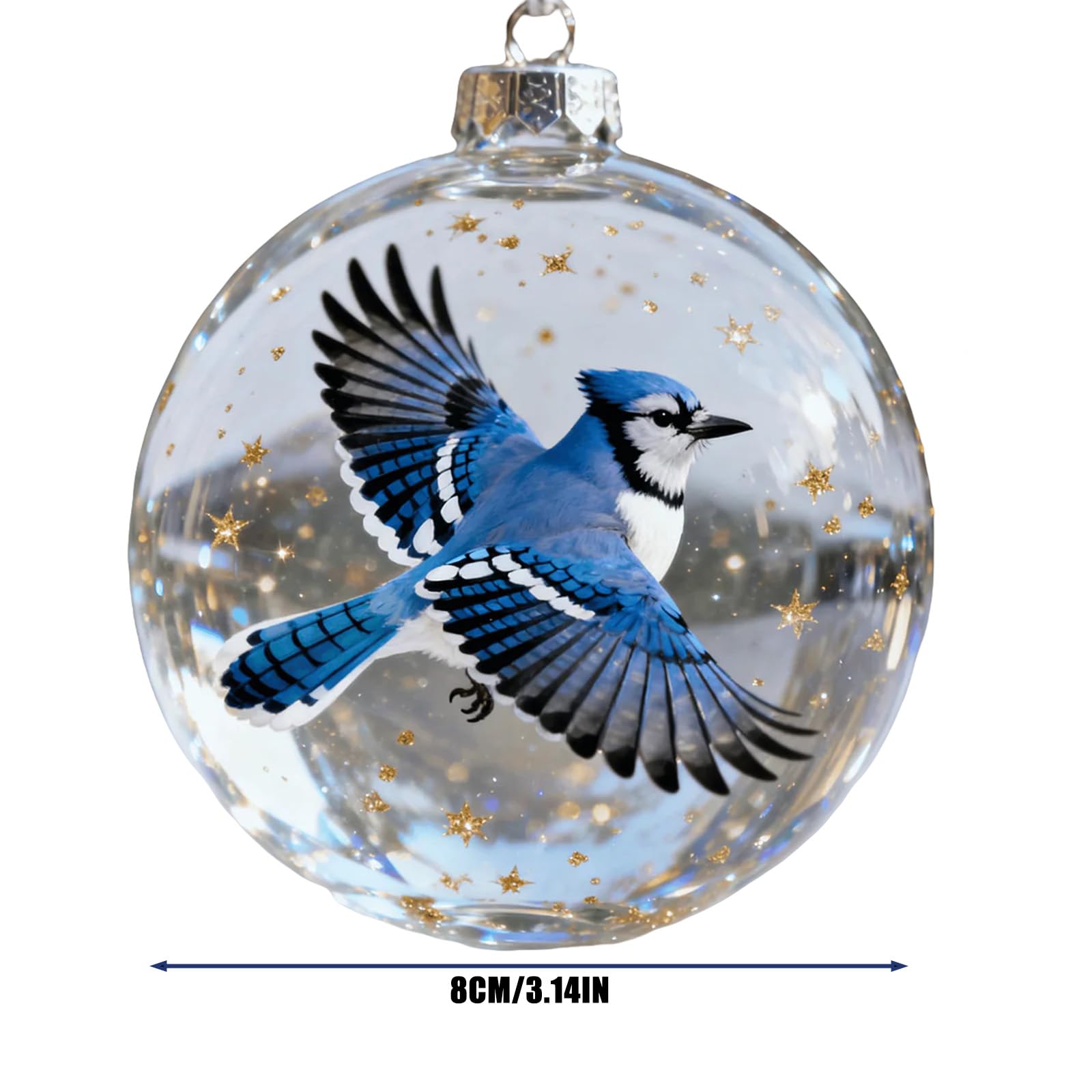 Scultura a forma di uccellino, in acrilico trasparente, rotonda, da appendere, decorazione per albero di Natale, decorazione per le vacanze