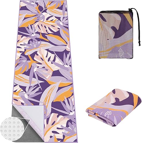 Miniatura 7 de Toalla de yoga caliente con bolsillos en las esquinas, 70 x 26 pulgadas, antideslizante y absorbente del sudor, manta de yoga de microfibra suave