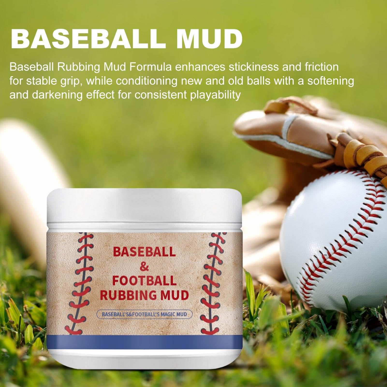 Baseball Mud, Ball Softening Clay, Darkening Grip Enhancer, Game-Ready Conditioning for Footballs, Baseballs, Practice, School Sports, Outdoor Leagues, Training Fields, or Game Day Use