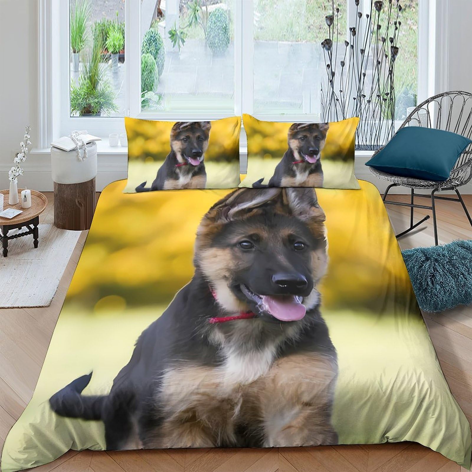 Ctjqhvkz Style-9 3D Printed German Shepherd Fitted Sheet Microfiber Soft Dog Pattern Mattress Cover For Bedroom Dorm Home Décor Single（135X200cm）