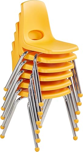 Miniatura 579 de Factory Direct Partners 10355-BL Silla escolar apilable de 10 pulgadas, asiento apilable para estudiantes con patas de acero cromado y rodamientos