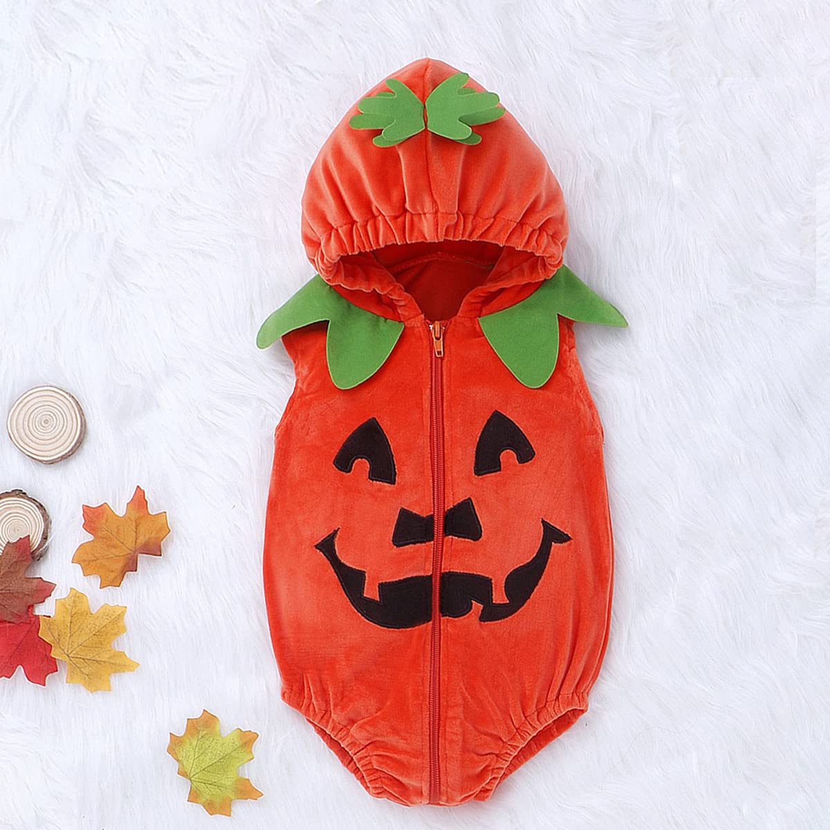 Hifot 3 Pezzi Vestito Zucca Neonato,Costume Zucca Bambino Pagliaccetto con Cappello e Scarpa Costumi Halloween Bambini Ragazze Ragazzi