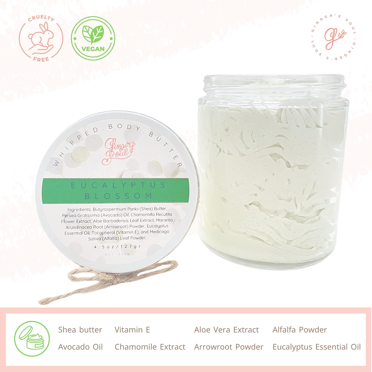 Ginger's Soul Whipped Body Butter, Eucalyptus Shea, Rich Moisturizer, 4.5 Oz - Image 5
