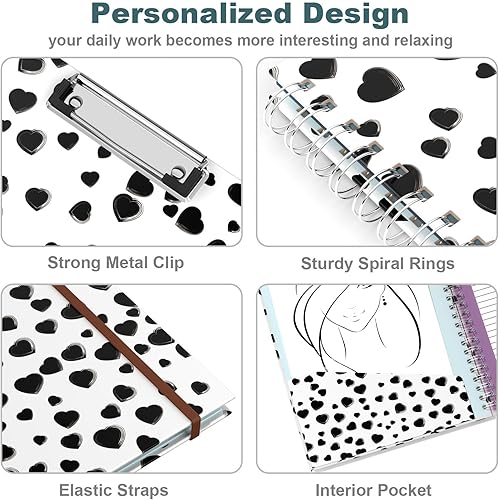 Miniatura 41 de Hongri Clipboard Folio with Refillable Lined Notepad, 8.5 x 11 Folders with Storage 10 Pockets, Spiral Portfolio, Size 12.8x 9.7 in, Office & School