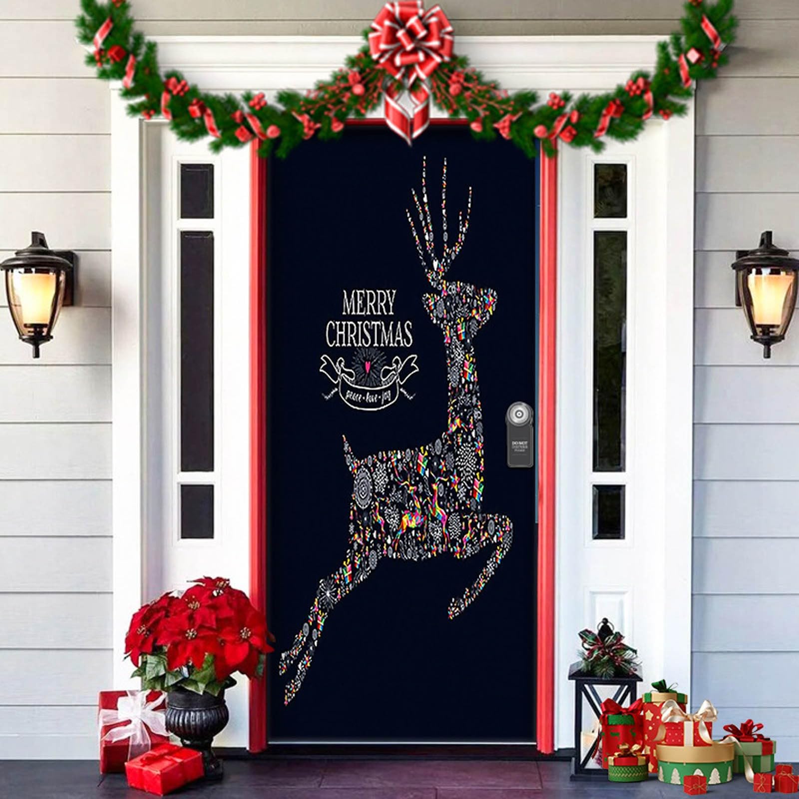 Achimlt Christmas Door Cover Decoration, Snowman Merry Christmas Banner Large Fabric Xmas Party Decorations Hanging Front Door Sign Outdoor Indoor Winter Holiday Home Party Supplies 35.8"x79.9"