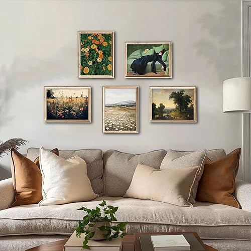 Miniatura 7 de Arte de pared vintage, arte clásico de flores silvestres para pared, impresión en lienzo de granja, arte de pared de campo francés, arte de paisaje