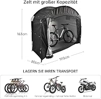 DOKKOME Vízálló kerékpár oldalsátor hordozható kempingsátor motorokhoz és biciklikhez kerti sátor tiszta fekete 2