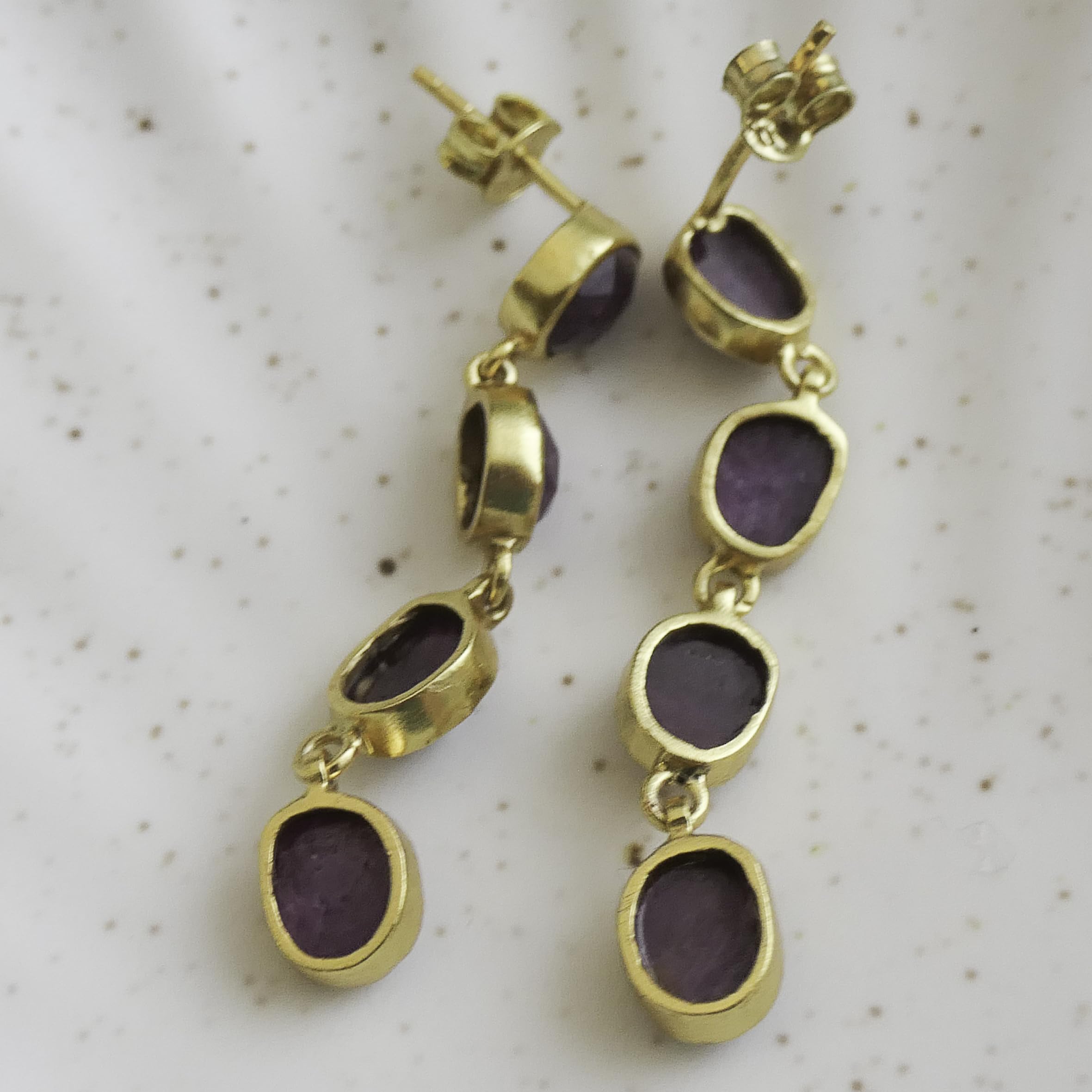 Statement Ohrringe Rubin Vergoldet 925 Sterling Silber
