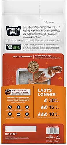 Miniatura 2 de WORLD'S BEST CAT LITTER Control de polvo y seguimiento bajo para gatos múltiples sin perfume, 8 libras