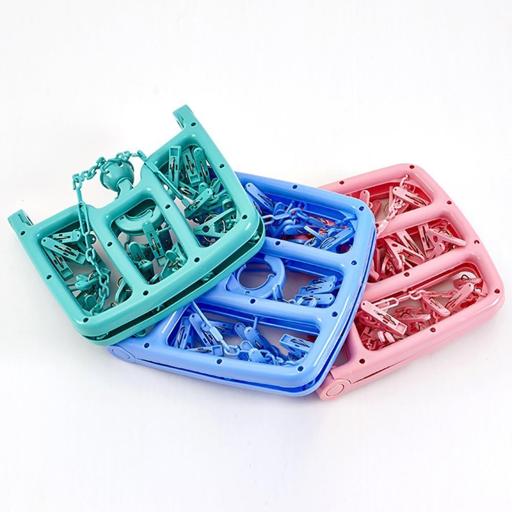 B.SHINE Laundry Hanger Drying Rack - Foldable Clip and Drip Hanger with 24 Pins, Clothes Drying Rack, Sock Hanger
