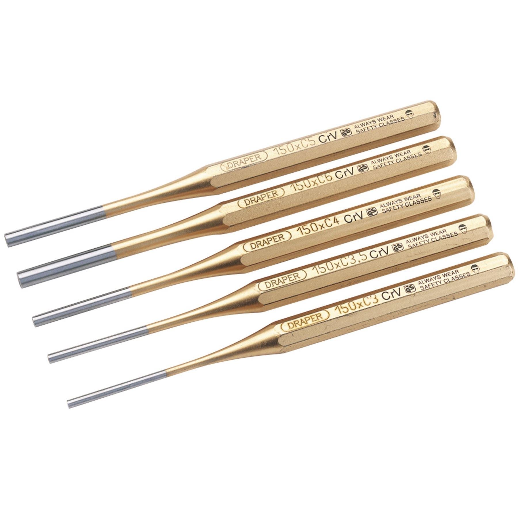 Draper 13041 Expert Octagonal Parallel Pin Punch Set, 5 Pcs