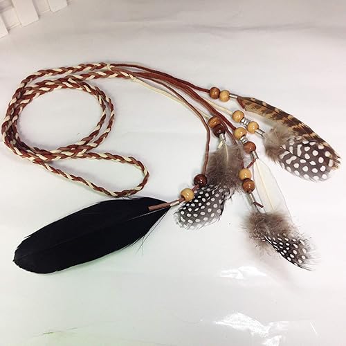Miniatura 5 de Diadema de plumas hippie indio bohemio con borla bohemia para Halloween diadema para el pelo para mujer adorable corona para decoración de fiesta