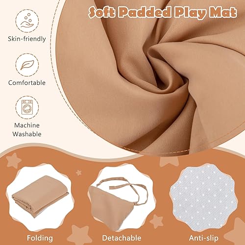 Miniatura 5 de HONEY JOY Tienda de campaña para niños, tienda de campaña para niños pequeños con alfombra, ventanas, cortina, marco de madera maciza, 52 x 36 x 52