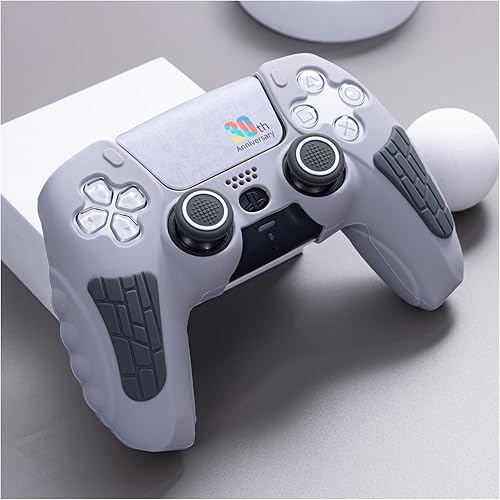 Miniatura 2 de ECHZOVE PS5 Controller Cover Case – 30th Anniversary Limited Edition Protective Silicone Skin for PlayStation 5 Controller, Anti-Slip, Gris claro