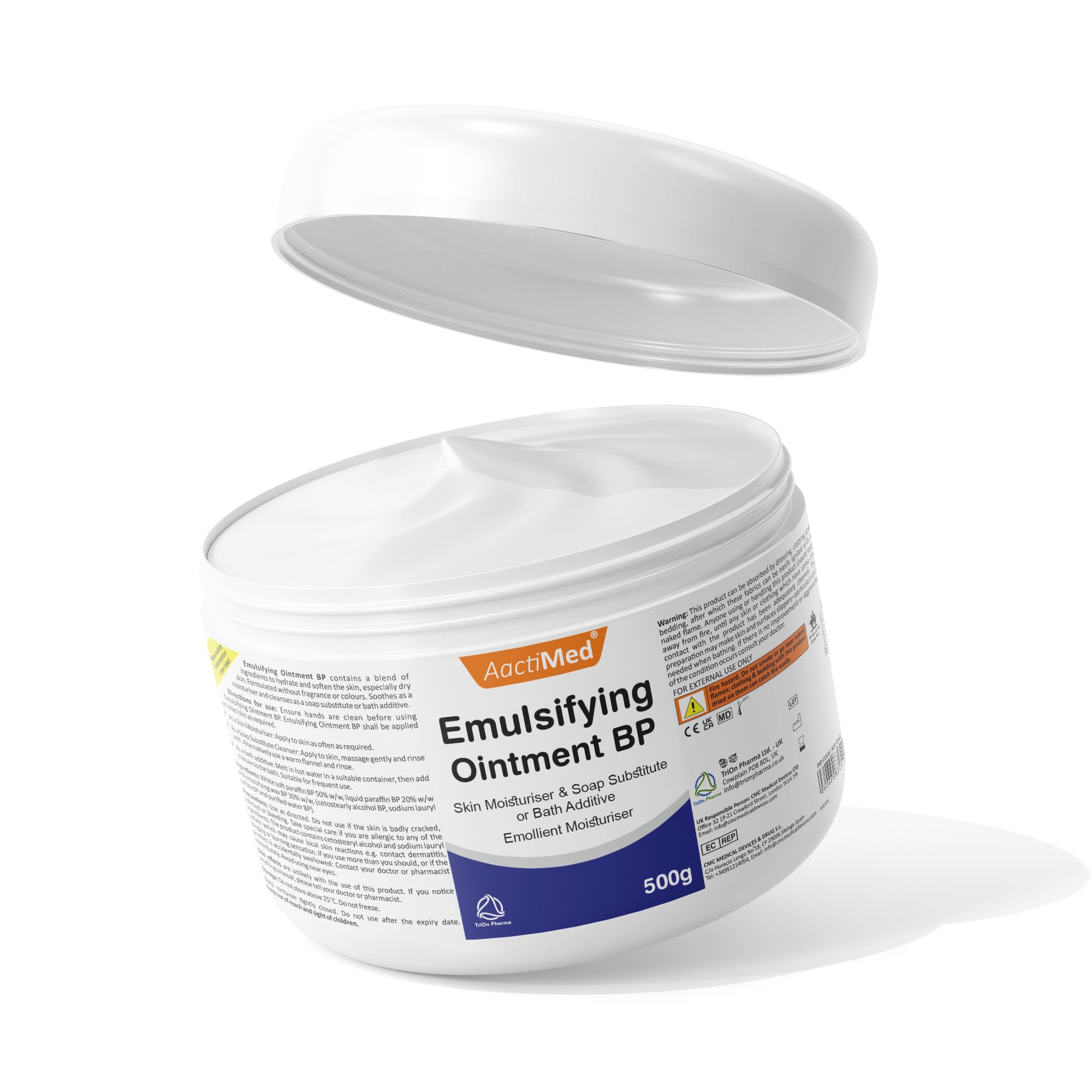 AactiMed Emulsifying Ointment - 500g for Skin Moisturiser & Soap Substitute or Bath Additive, 500 g (Pack of 1) - Image 2