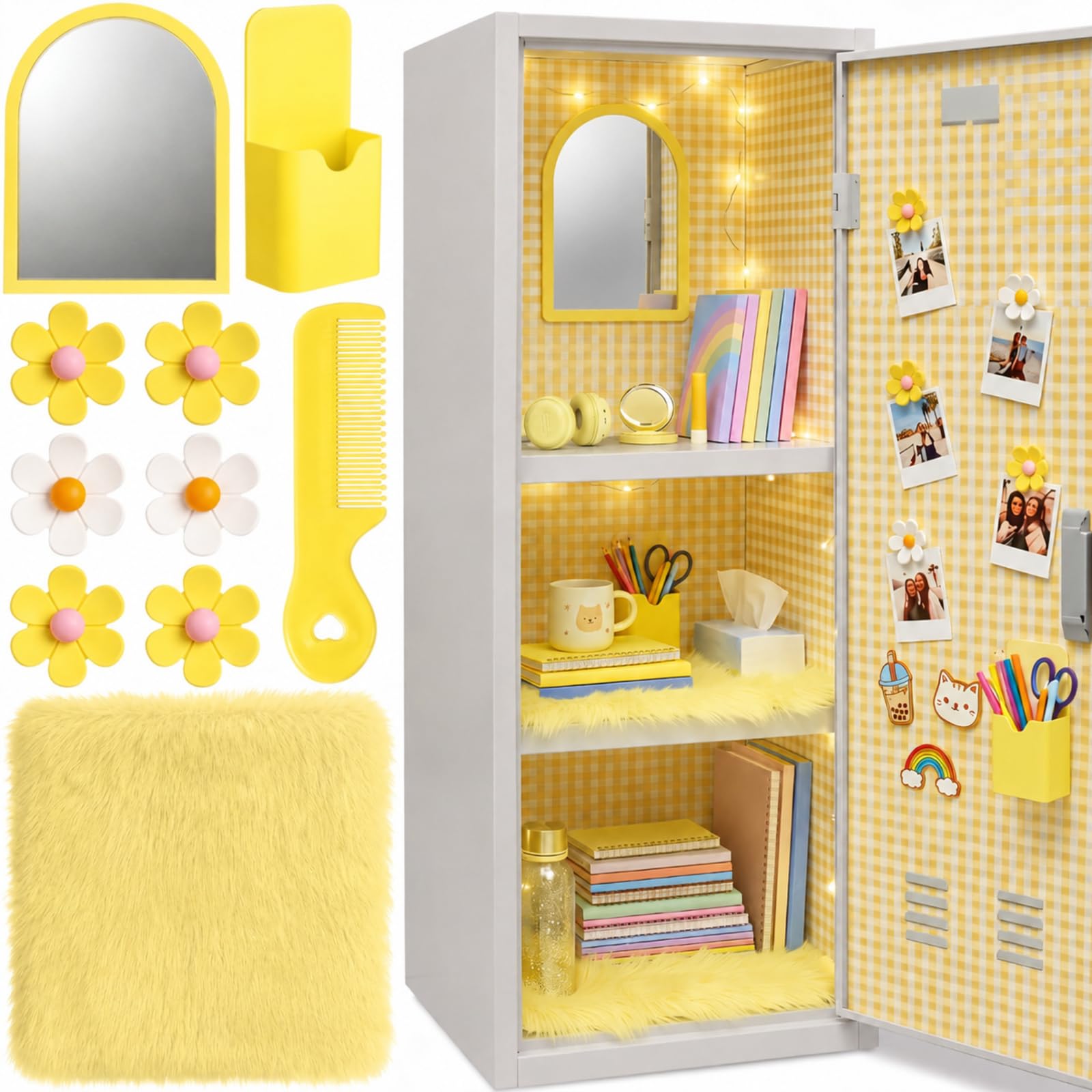 RattanView 10Pcs Locker Decorations Kit for Back to School Students, Yellow
