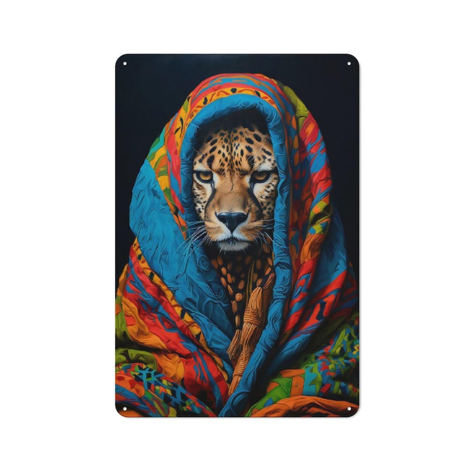 Junmoney Cozy Cheetah Metal Wall Art Sign 30X20cm, Old Fashioned Nostalgic Wall Art For Living Room, Hallway, Kitchen Or Cafe