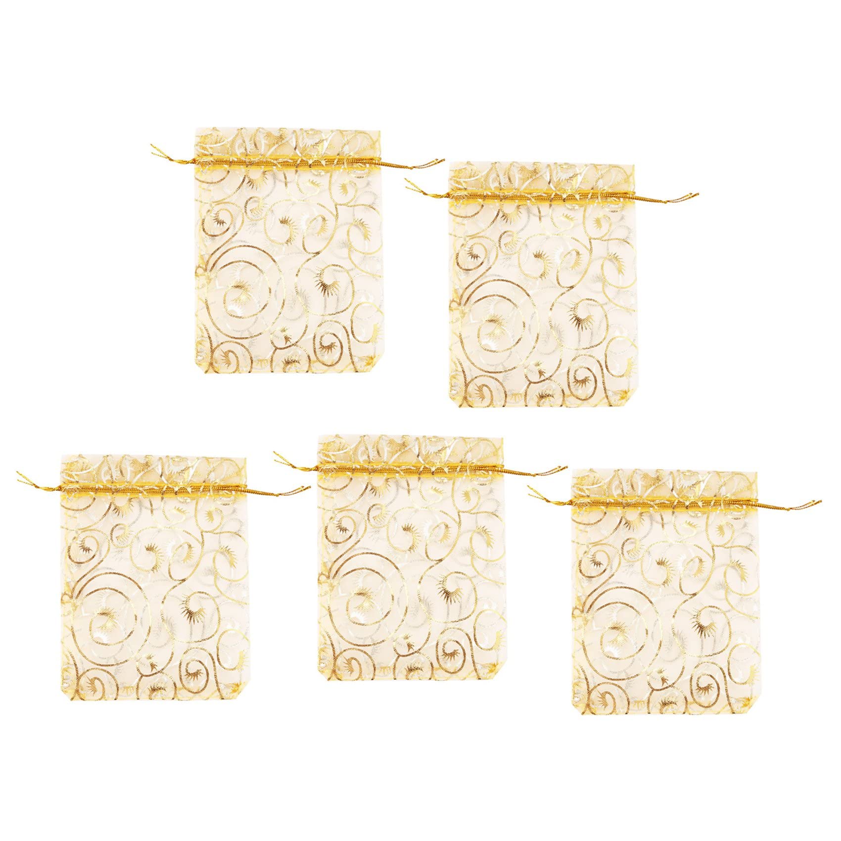 Hndhbfgrt 500Pcs Champagne Eyelash Organza Drawstring Pouches Jewelry Party Wedding Favor Gift Bags 3.5 inchX4.3 inch