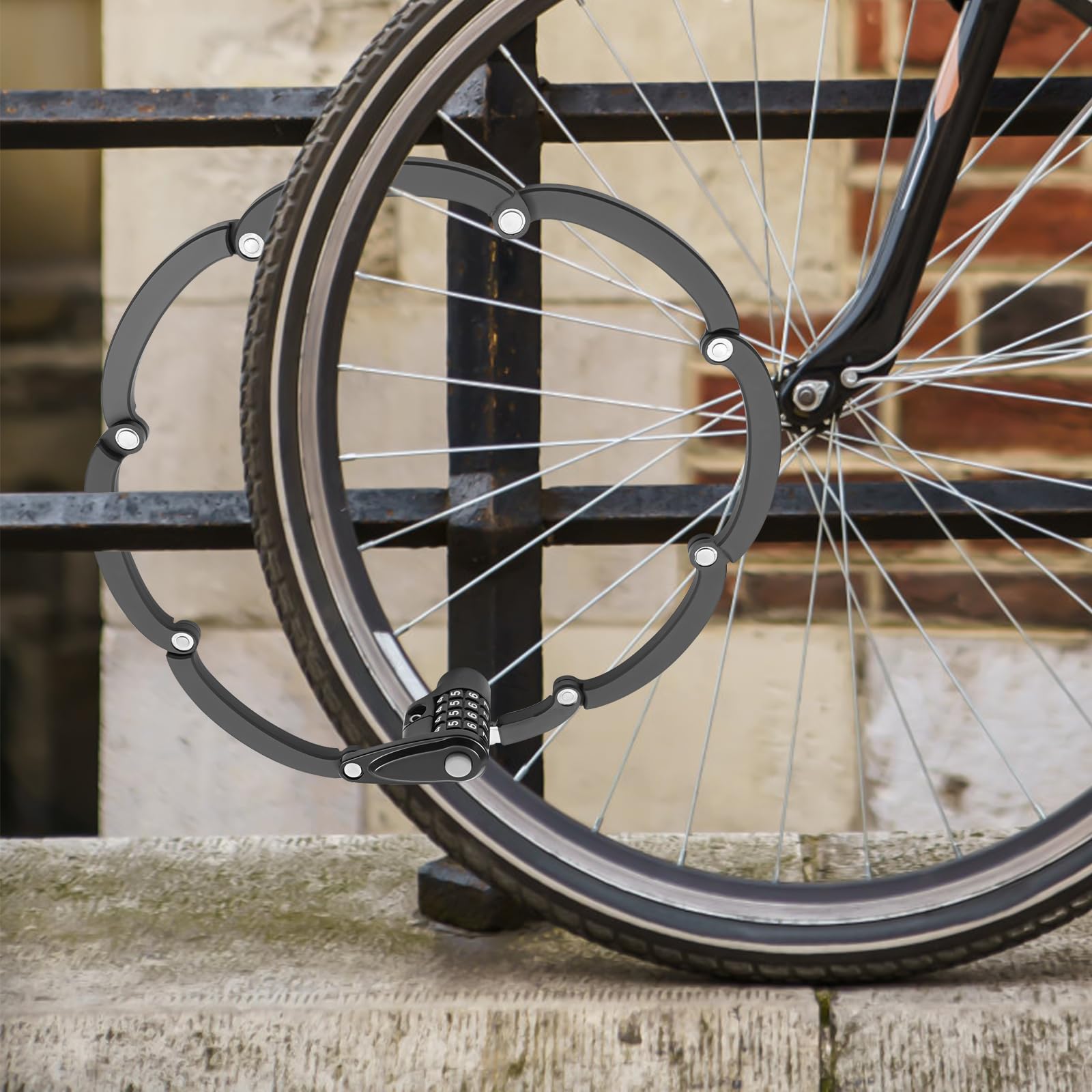 Lucchetto pieghevole per bicicletta, lunghezza 85 cm, combinazione a 4 cifre, per bicicletta, e-bike, bici da corsa, mountain bike