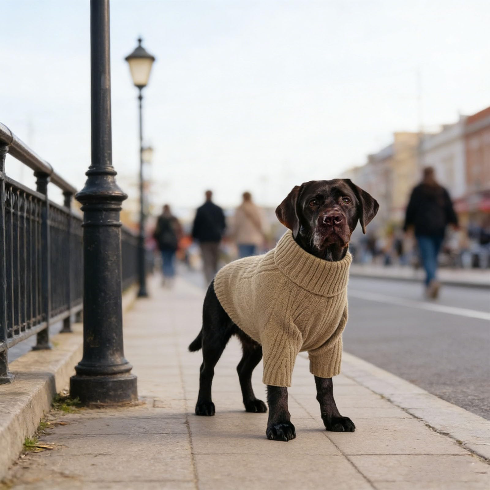 Hundepullover, Thermostrick, Großer Hundepullover, Hundepullover Mit Rollkragen, Hundesweatshirt Für Extra Große Hunde,Elastisch Hundmantel, Kaltes Wetter Hundebekleidung (Khaki, S)
