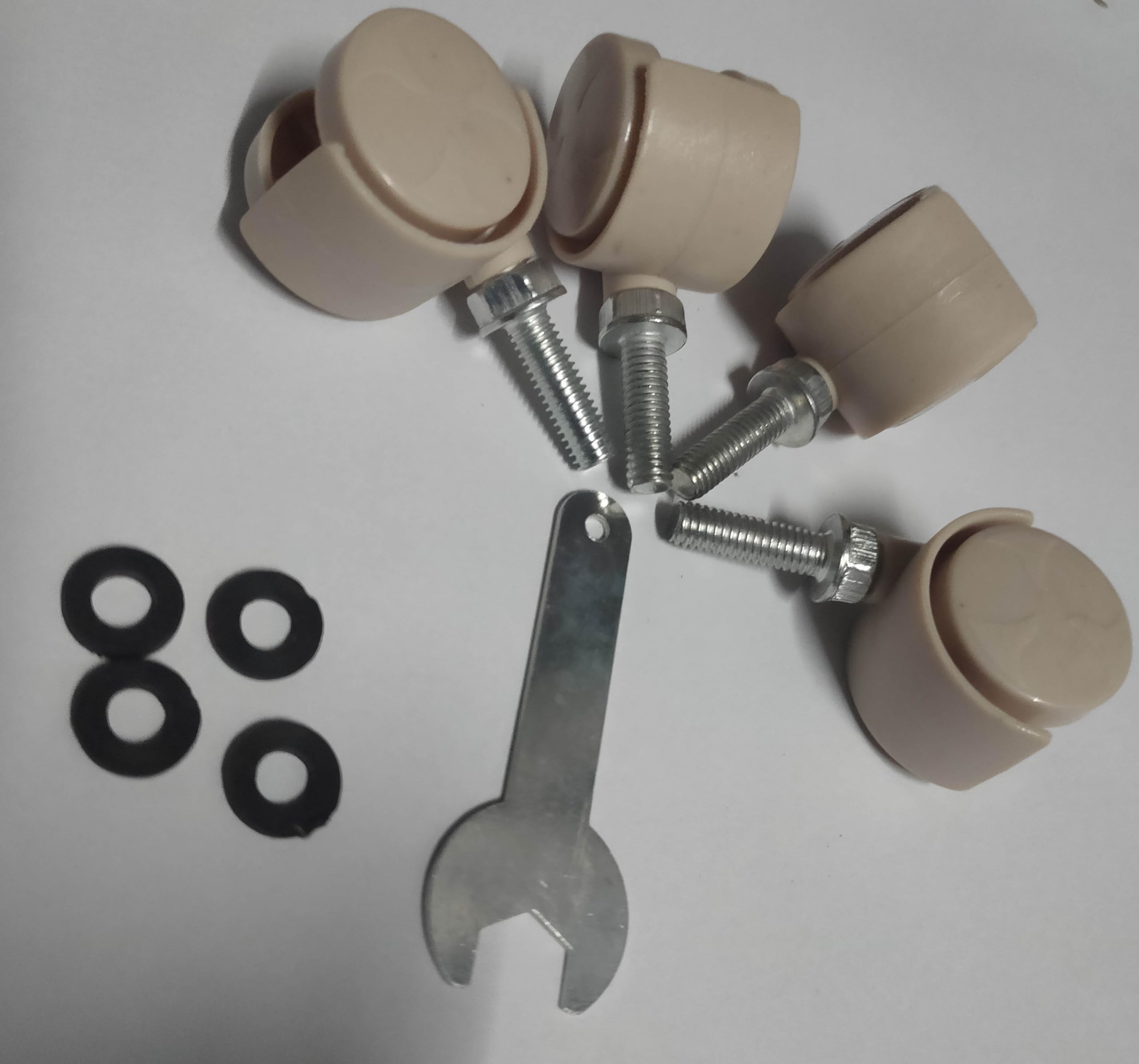 Pedestal Fan Base Bottam Wheel 5mmThread Type 4Pcs Washer an Spanner Set Sandal Colour-picture-14