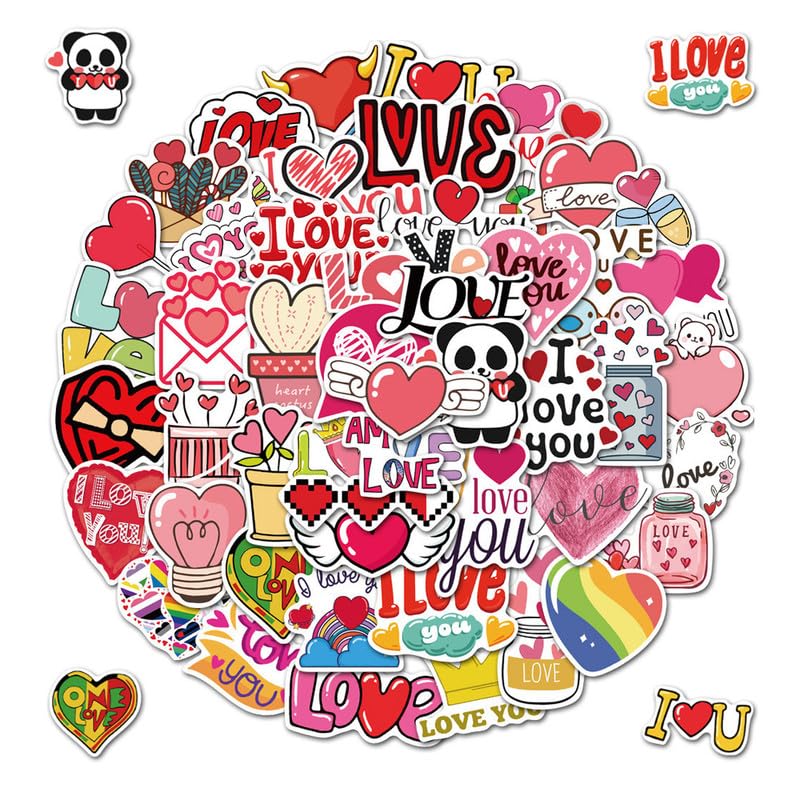 HMCEY 50 Pièces Autocollant Scrapbooking Amour,Book Lover Stickers Saint Valentin,Aesthetic Autocollant Ordinateur Portable,Décoratifs Autocollants...