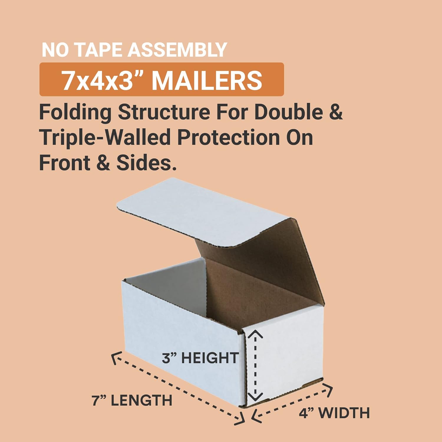 box usa shipping boxes small 7"l x 4"w x 3"h 50-pack - corrugated cardboard box for moving, mailing, packing, packaging and storage
