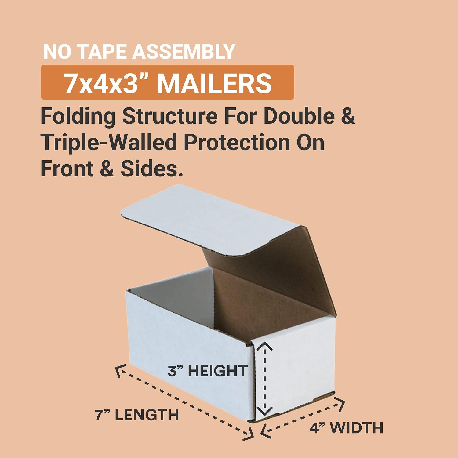 AVIDITI Shipping Boxes Small 7"L x 4"W x 3"H, 50-Pack | Corrugated Cardboard Box for Packing, Moving and Storage