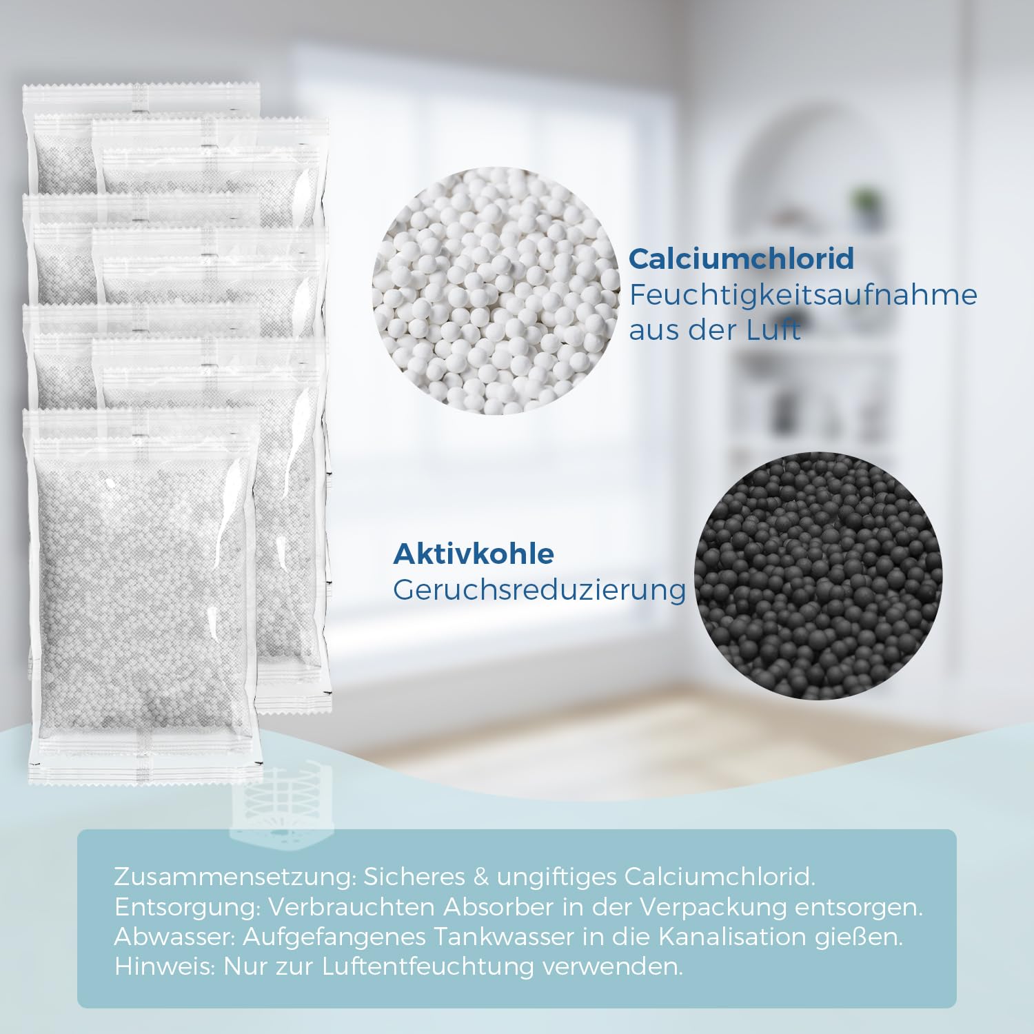 AROEVE Ricariche Deumidificatore -7 Pack x 450g (3150g) | Senza Elettricità, Ecologico & Silenzioso per Armadio, Stanza & Camper