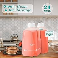 Vista 2 de Skylety Paquete de 24 mini jarras de leche de plástico con tapas, botellas vacías de polietileno de alta densidad de soda, recipientes de galones