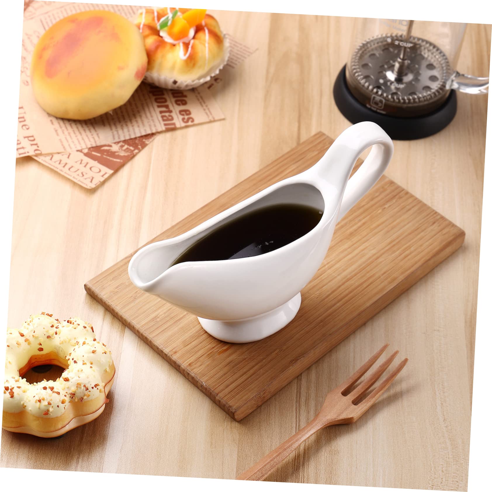 Zerodeko Sauce Pot Kettle Sauce Serving Bowls Dispensers Honey Server Small Side Dishes Sauce Dishes Tray Mini Appetizer Plates Side Seasoning Dish Gravy Boat Mini Fridge Lid Ceramics White