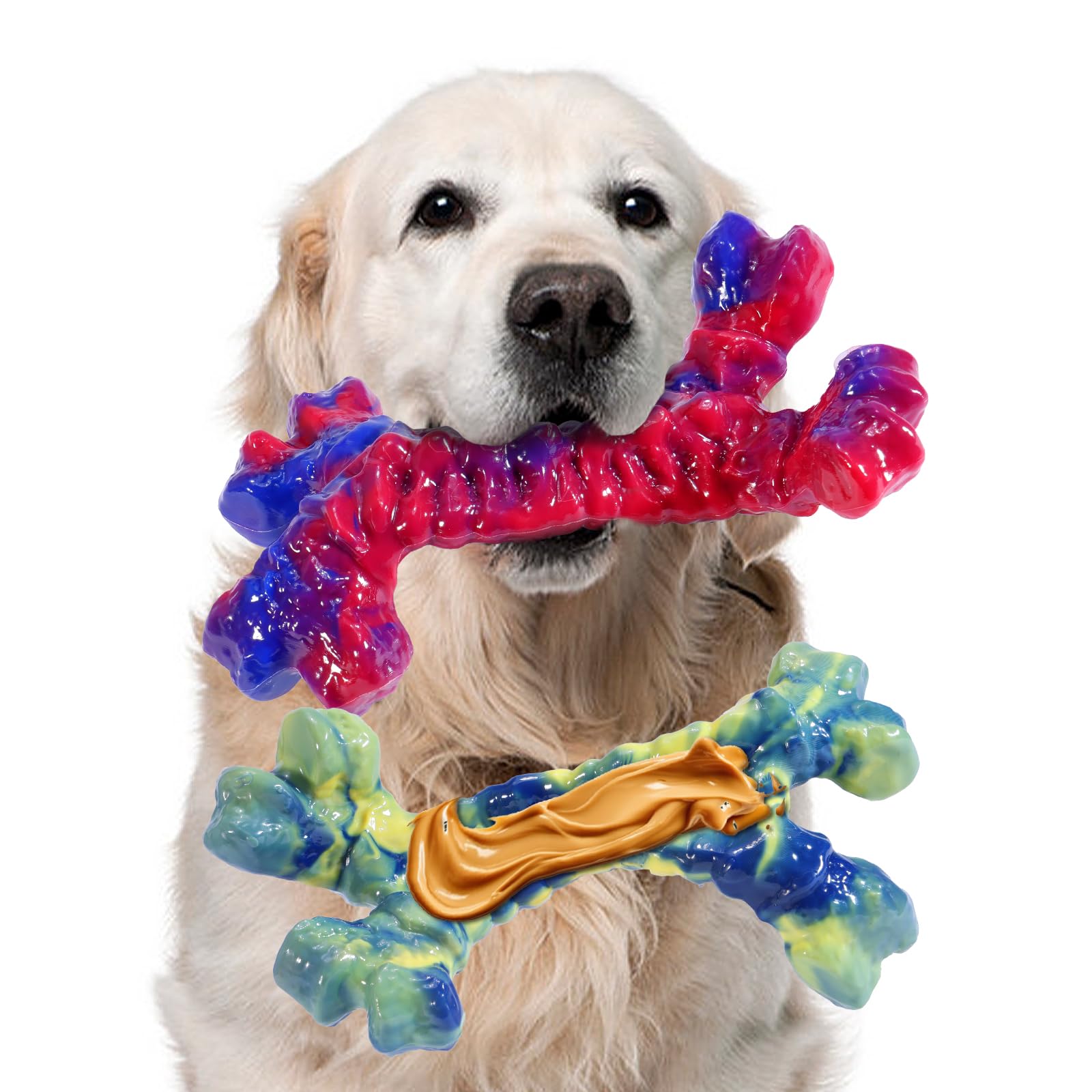 Aelflane 2 Pack Dog Toys for Aggressive Chewers, Indestructible Chew Toys for Dogs, Boredom and Stimulating Best Dog Toys for Medium/Large Breed,Tough