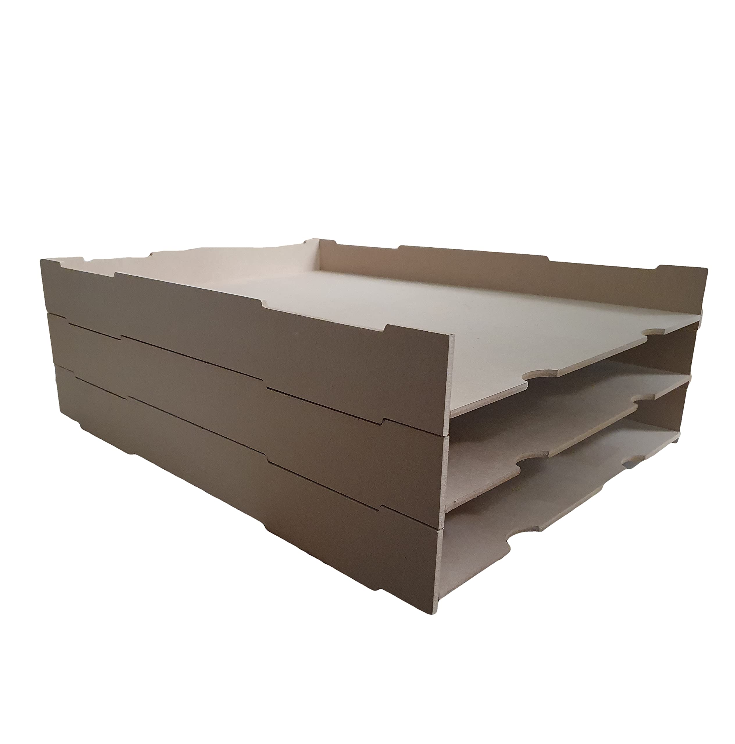 Wooden Paper Organiser Tray, 6mm MDF, Stackable, A4/A3/A2/12"x12" Size Options, Craft Room/Office Storage (10, A2)