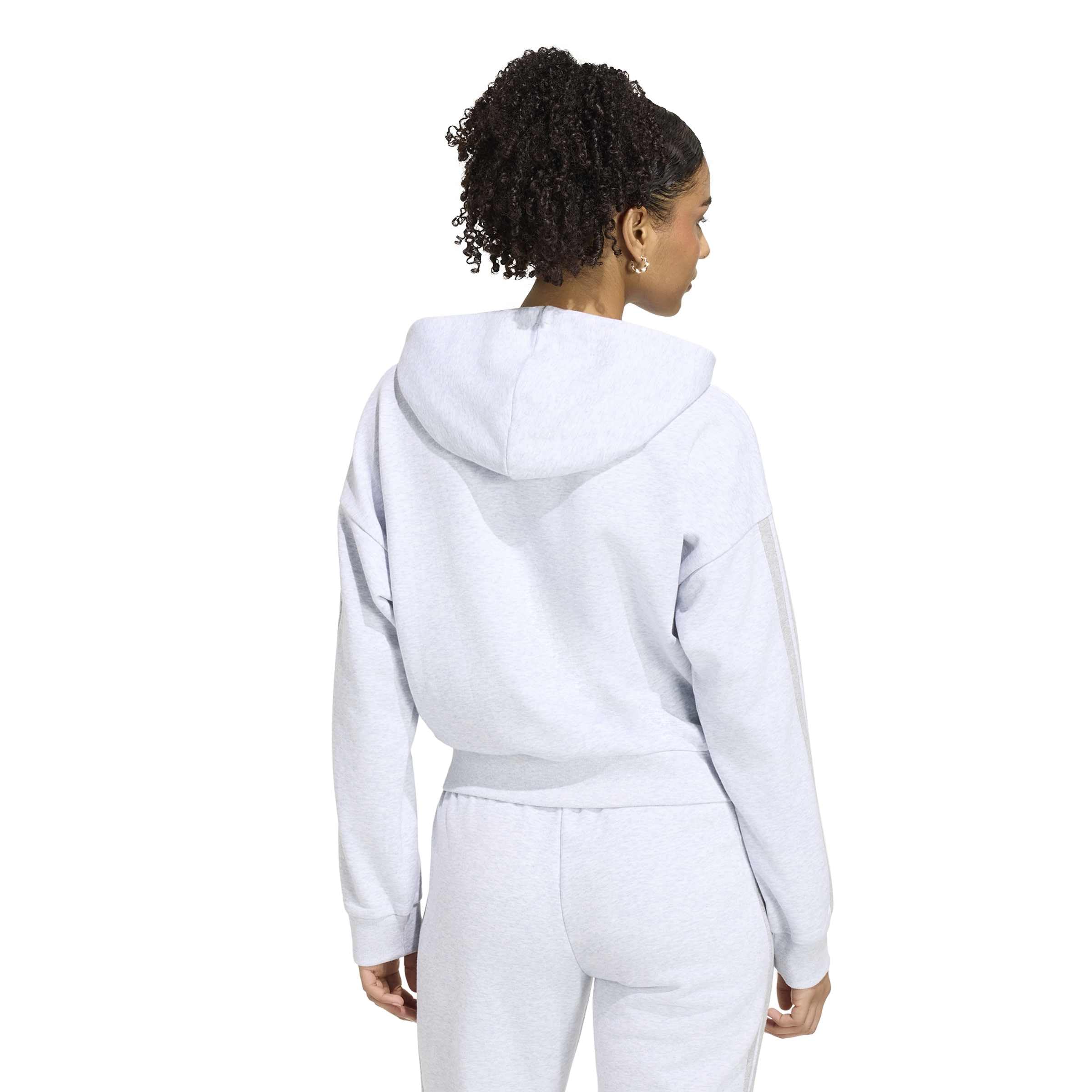 adidas Kobiety Essentials 3-Stripes French Terry Full Zip Hoodie Sweatshirt, light grey heather/medium grey heather, XXL