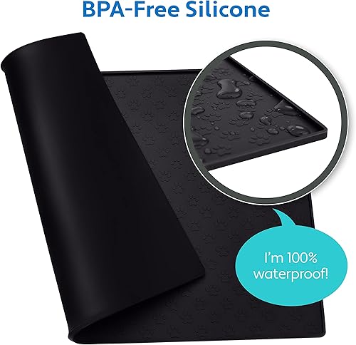 Miniatura 3 de MIGHTY MONKEY Tapete 100 % impermeable para comida para perros, bordes elevados, mantel individual de silicona para alimentación de mascotas