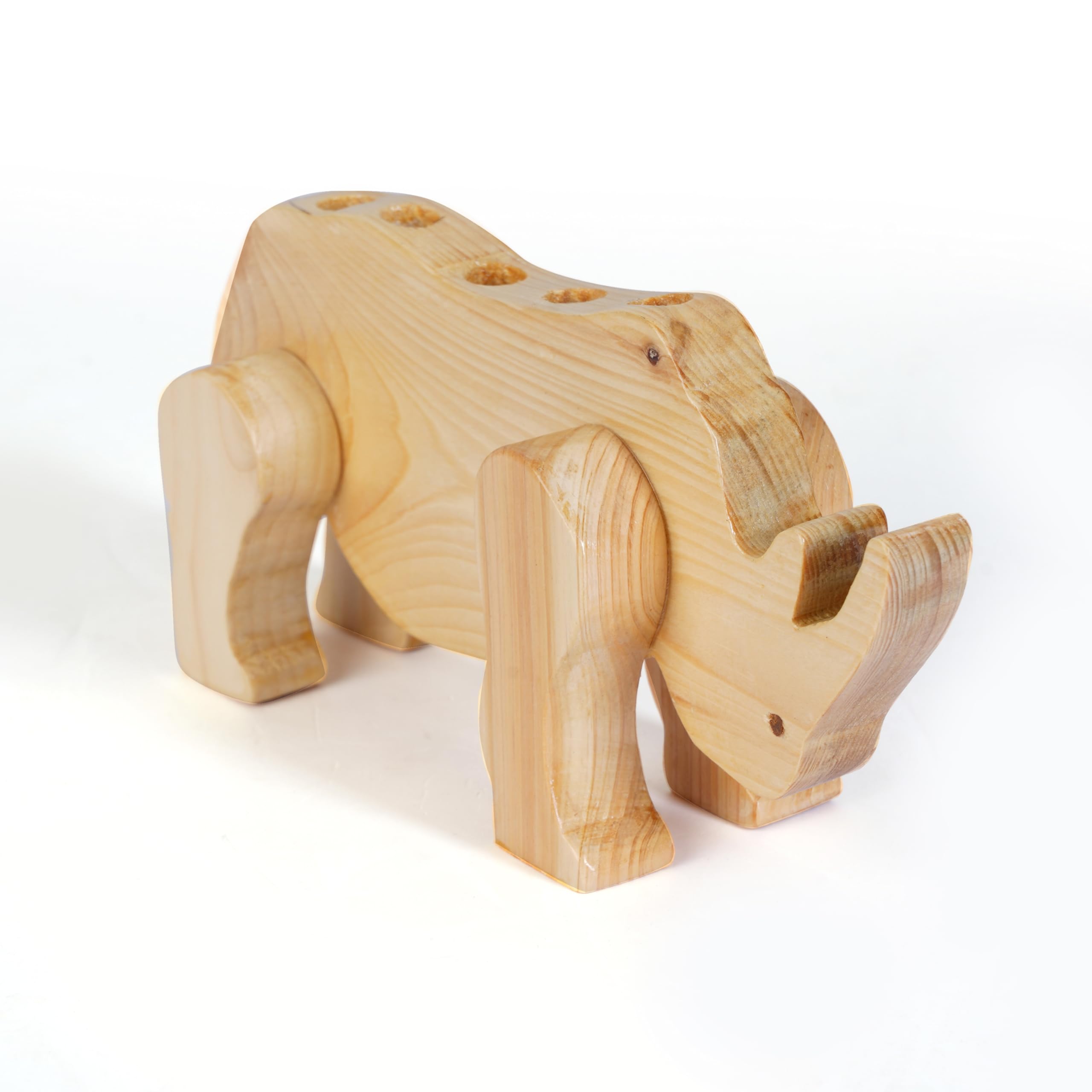 Wooden Rhino Pen Stand for a Strong Desk Statement