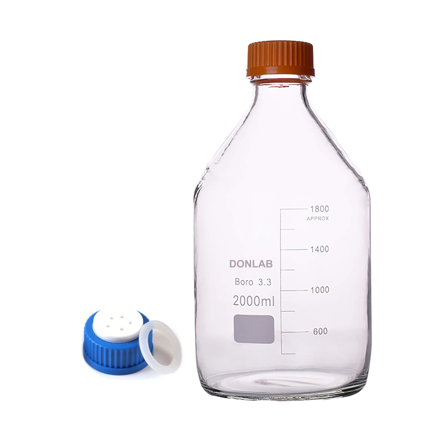 MBP-20L5 Borosilicate Glass 20000ml/20L Round Media Storage Bottle Reagent Bottle with GL45 5-Hole Mobile Phase Cap